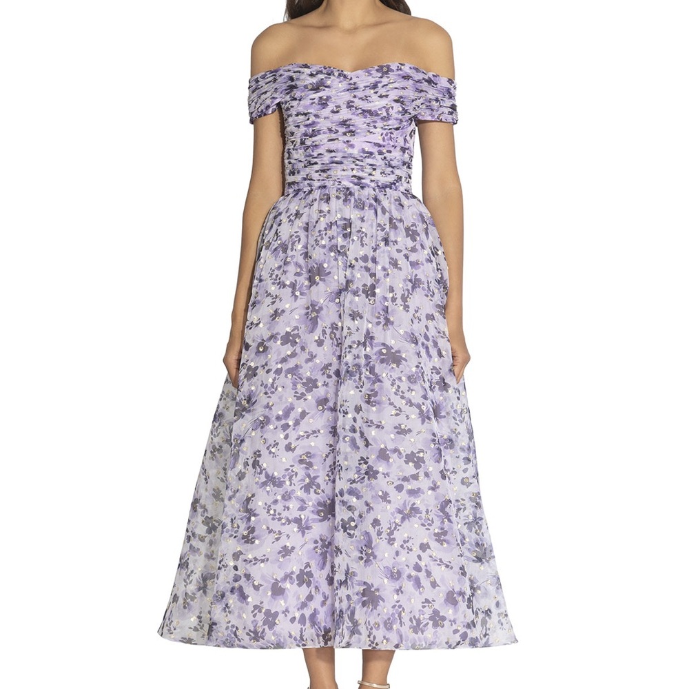 NWT Shoshanna -Meraki Fleur Clip Dot Purple Midi Dress